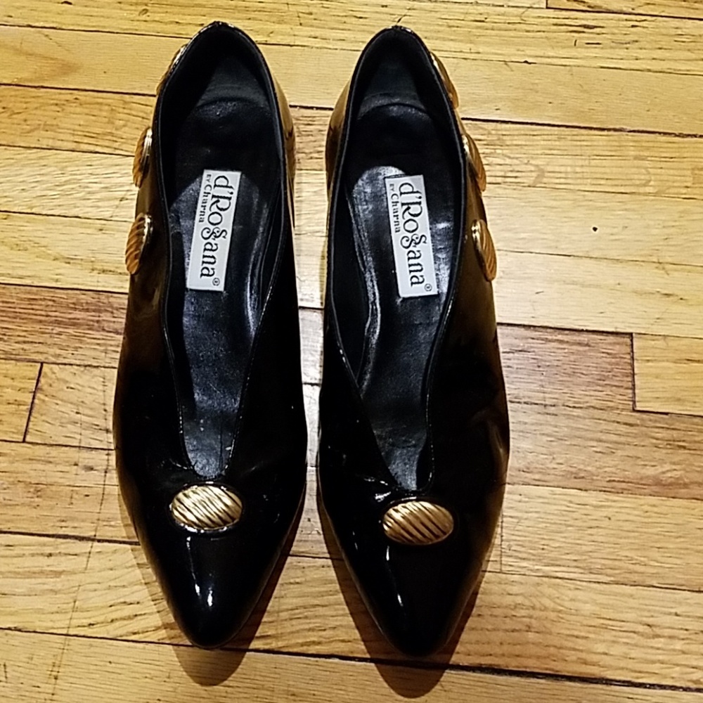 D'Rossana by Charna Black Patent Shoes sz 7M
